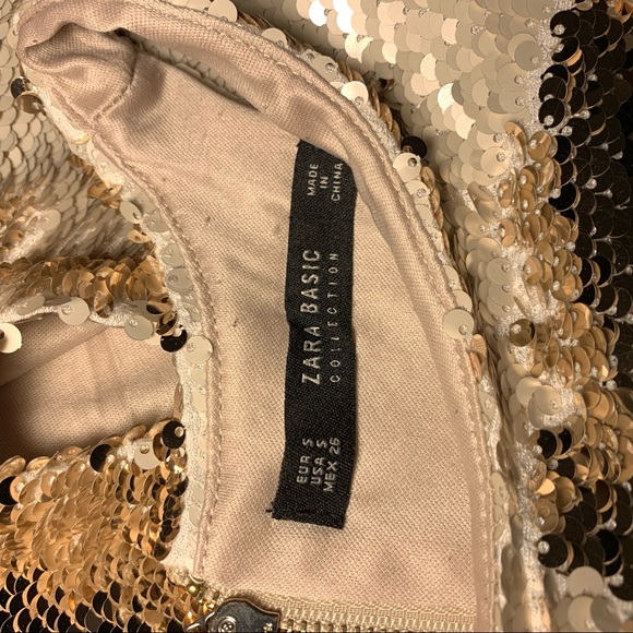 Zara Gold/Nude Sequin Shift Crop Top in ‘S’ - Picture 4 of 8